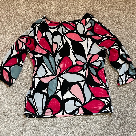 AB Studio black pink faux wrap top - Picture 2 of 3